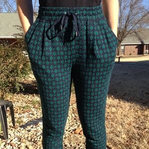H&M Green/Navy Print Joggers-Small