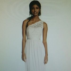 Bridesmaid Dress, long one shoulder pale pink