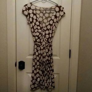 Brown and cream polka dot dress