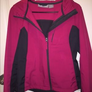 Pink & grey hooded zip-up jacket