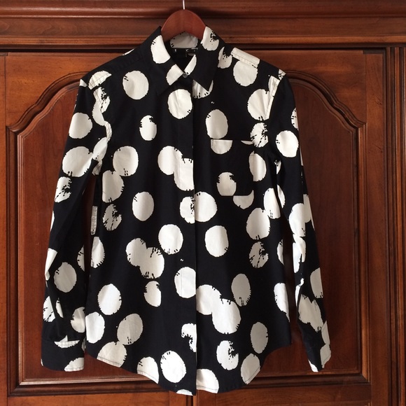 DKNY black & white button down top - Picture 1 of 4