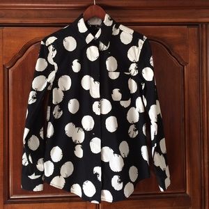 DKNY black & white button down top