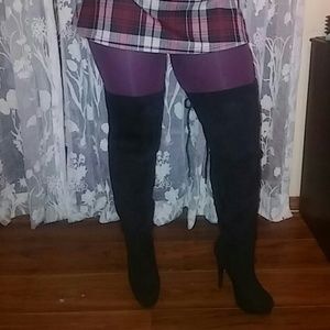 Thigh high suede heal boot (heal-5in platform-1in)