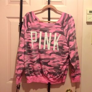 Excellent condition VS PINK Camo crew neck sweater