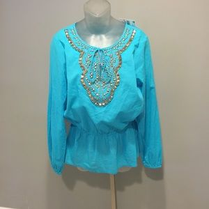 SALEMichael Kors embellished peplum shirt- peacock