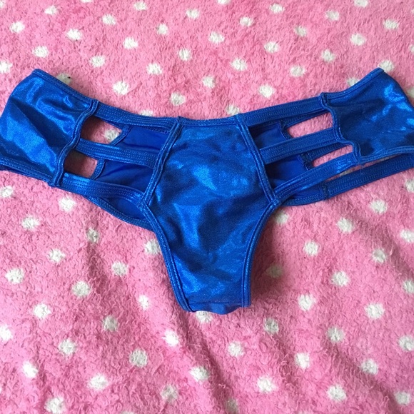 Cut Out Metallic Blue Bottoms