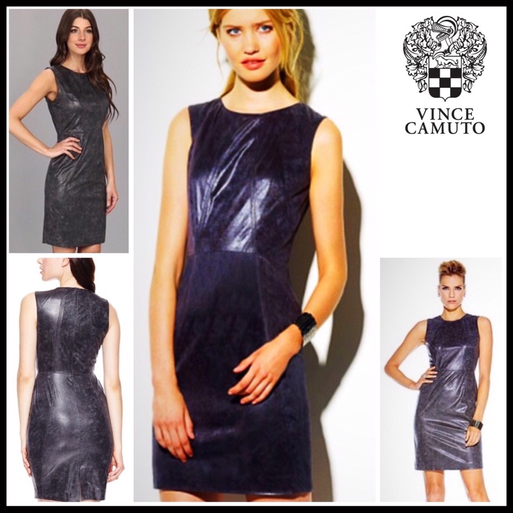 VINCE CAMUTO FAUX LEATHER SHEATH BODYCON DRESS - Picture 8 of 8