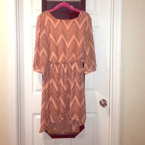 XL salmon and brown dress