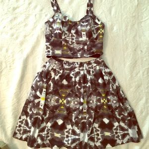 2 piece matching set. Crop top w/ skirt.