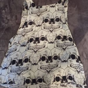LF high neck backless skull blouse