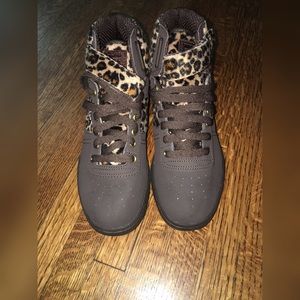 FILA Brown Cheetah Hightop Sneakers