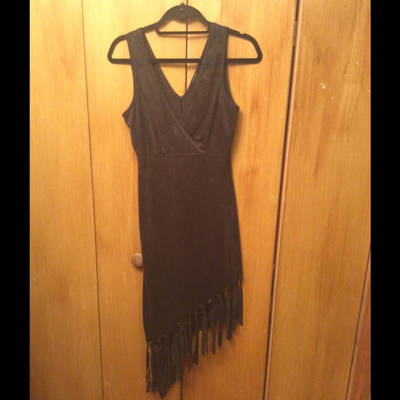 Black suede fringe dress