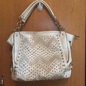 Brand New ivory colored purse covered w gold bling