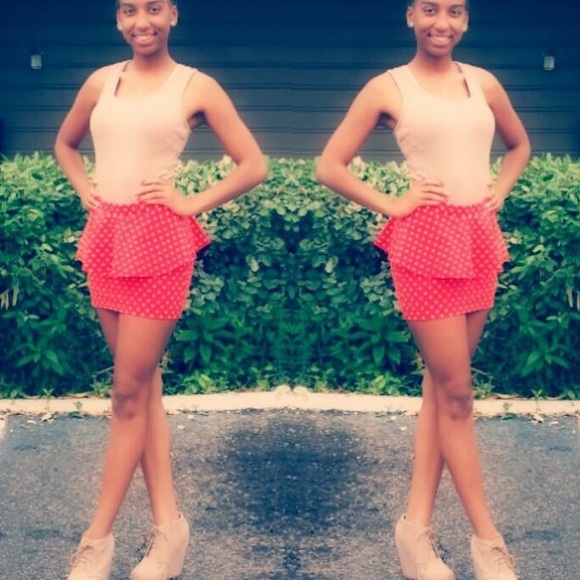 Polka Dot Peplum Body Con Skirt