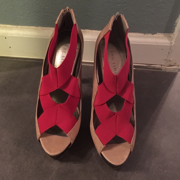 The Limited high heels with stretchy red lacing
