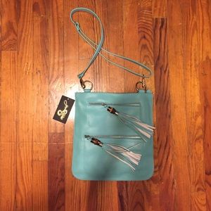 Aqua cross body purse