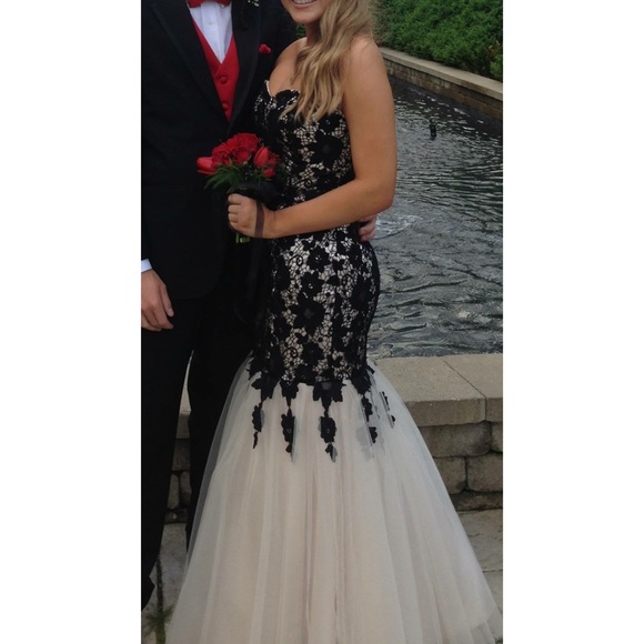 Lace Strapless Prom Dress