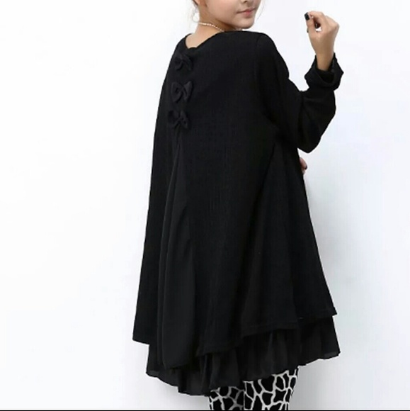 Black Chiffon Layered Sweater w/ Bows on the Back - Picture 2 of 3