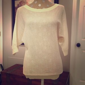 Express open knit kimono sleeve sweater in cream
