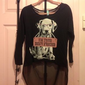 High/low ADORABLE DOG SHIRT.  NEVER WORN