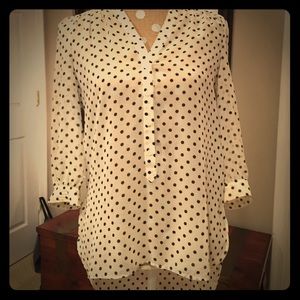 Lauren Conrad polka dot high low blouse