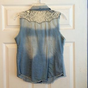 Miss Me Tops - Miss Me denim sequin button up Miss Me Tops - Miss Me denim sequin button up