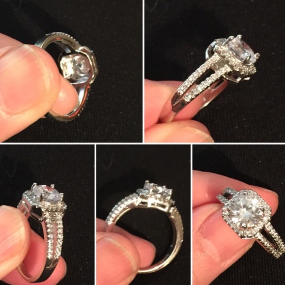 925 Sterling Silver Plated CZ Engagement Ring - Picture 2 of 4