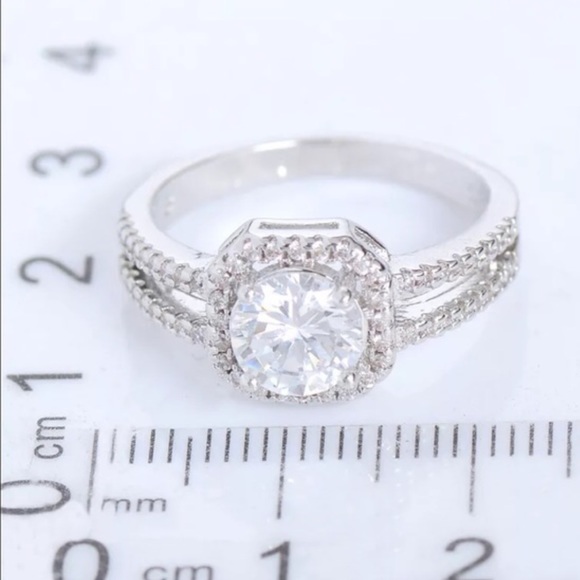 925 Sterling Silver Plated CZ Engagement Ring - Picture 4 of 4