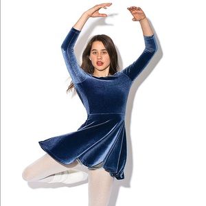 American Apparel Blue Velvet Skater Dress