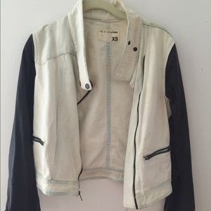 rag and bone denim and leather motorcycle jacket