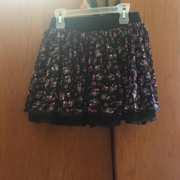Black and pink floral skirt