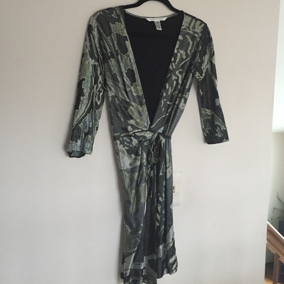 Diane Von Furstenberg signature green wrap dress
