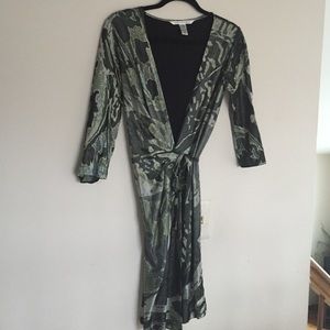 Diane Von Furstenberg signature green wrap dress