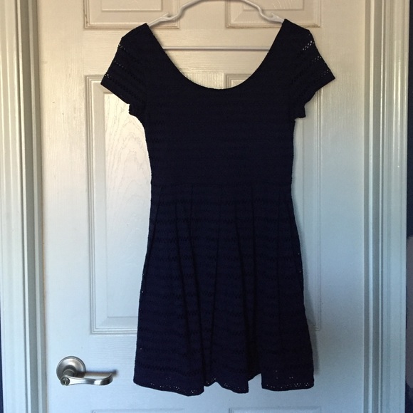 Navy blue eyelet dress