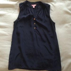 Lily Pulitzer Navy Silk Blouse