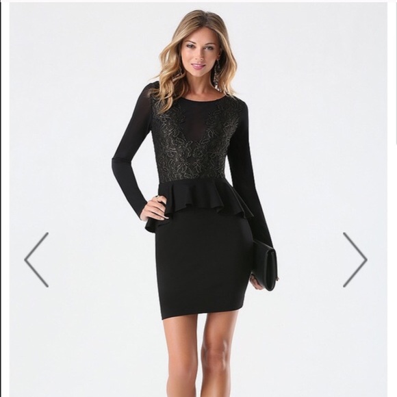 Gold/ black Bebe peplum dress
