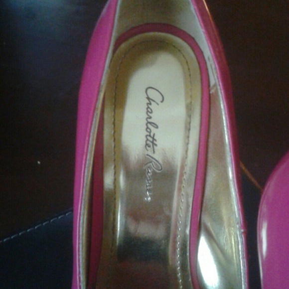 Charlotte Russe Sz 7 Sexy Hot Pink open toe heels - Picture 3 of 3