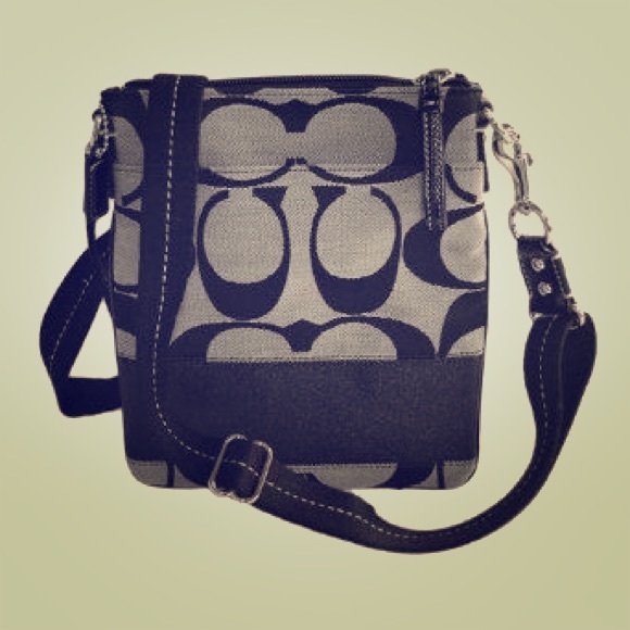 Coach signature black cross body purse