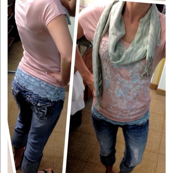 Blush lace detailed tshirt