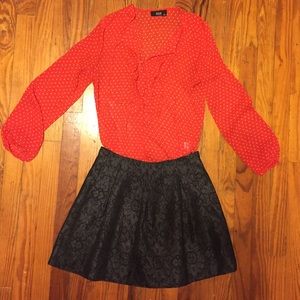 Red and white star blouse