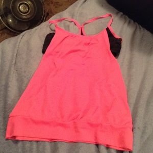 Pink workout top with built in bra