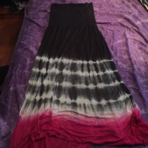 Grey Maxi skirt tie-dye
