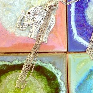 Long chain elephant charm necklace