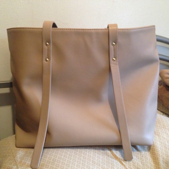 oversized light beige faux leather handbag