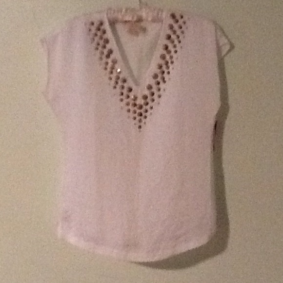 MICHAEL KORS white studded sleeveless top. NWT.