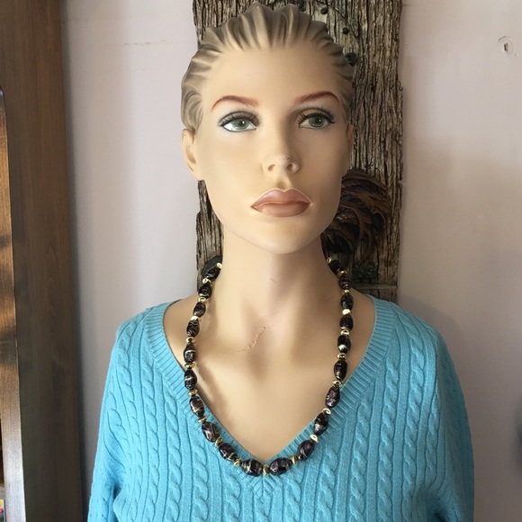 Purple & Gold Chunky Necklace - Picture 4 of 5