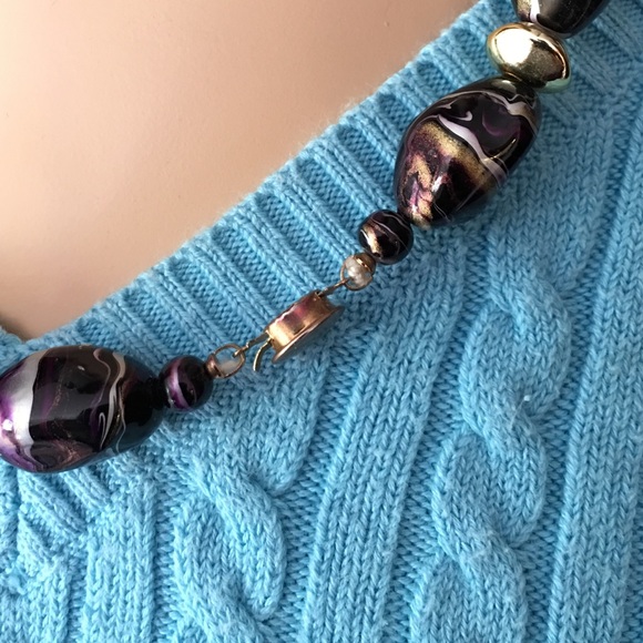 Purple & Gold Chunky Necklace - Picture 5 of 5