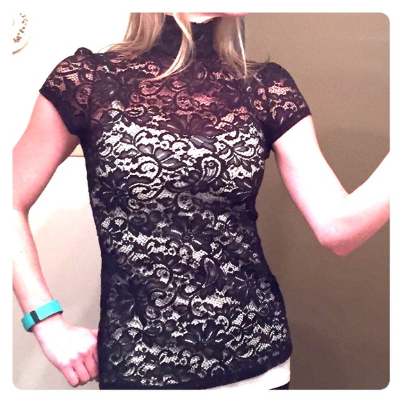 Express Black Lace Shirt with Open Back