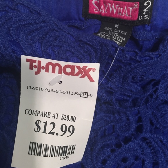 Royal blue lace overlay skirt w/scalloped hem - Picture 3 of 4