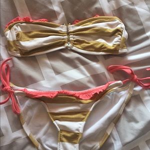 Target brand. Pink, White, and Gold swimsuit.